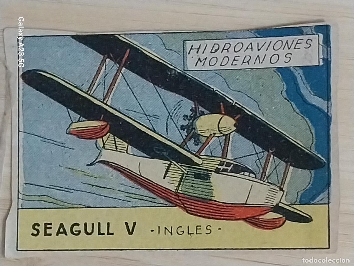 Coleccionismo cromos antiguos: SEAGULL V HIDROAVIONES CROMO A&Ntilde;OS 50 7X5CMS ILUSTRACION AVIACION ED CISNE