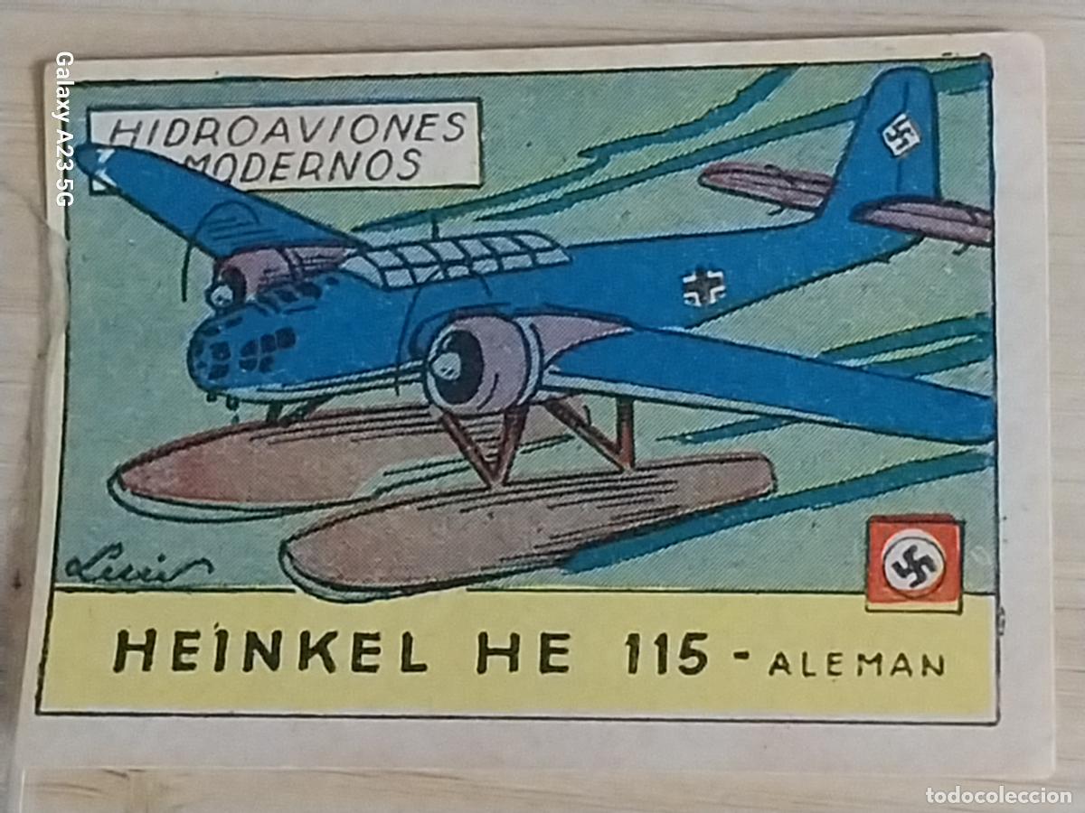Coleccionismo cromos antiguos: HEINKEL HE 115 HIDROAVIONES CROMO A&Ntilde;OS 50 7X5CMS ILUSTRACION AVIACION ED CISNE