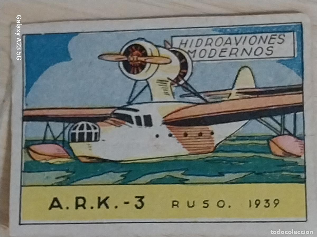 Coleccionismo cromos antiguos: A.R.K. 3 HIDROAVIONES CROMO A&Ntilde;OS 50 7X5CMS ILUSTRACION AVIACION ED CISNE
