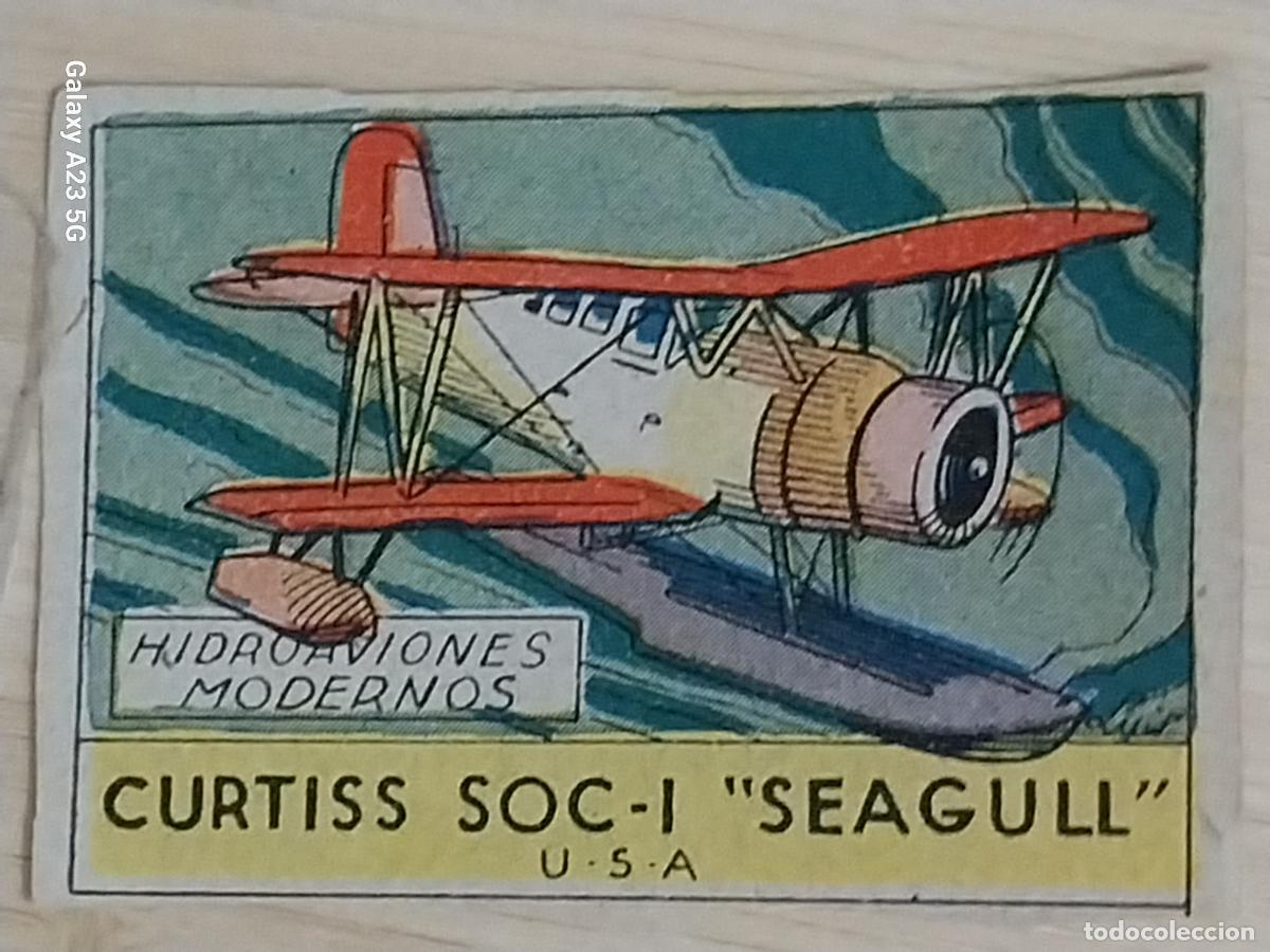 Coleccionismo cromos antiguos: CURTISS SOC I SEAGULL HIDROAVIONES CROMO A&Ntilde;OS 50 7X5CMS ILUSTRACION AVIACION ED CISNE