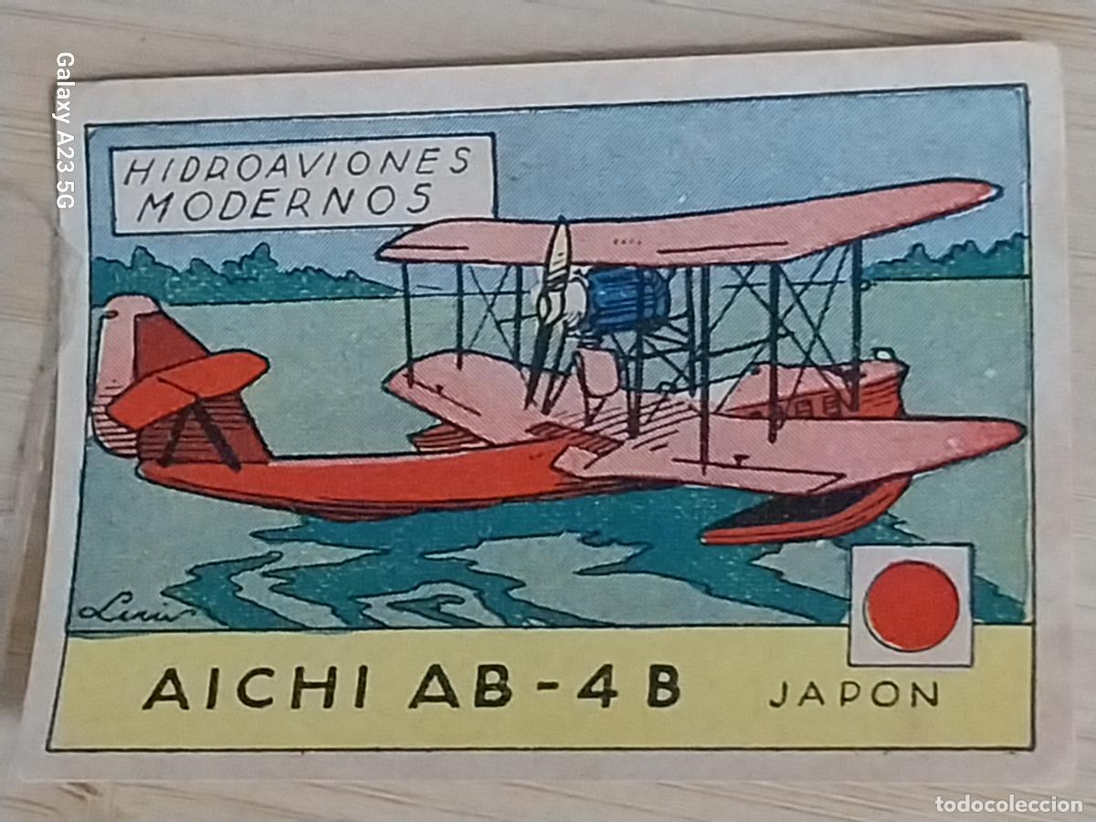 Coleccionismo cromos antiguos: AICHI AB 4B JAPON HIDROAVIONES CROMO A&Ntilde;OS 50 7X5CMS ILUSTRACION AVIACION ED CISNE
