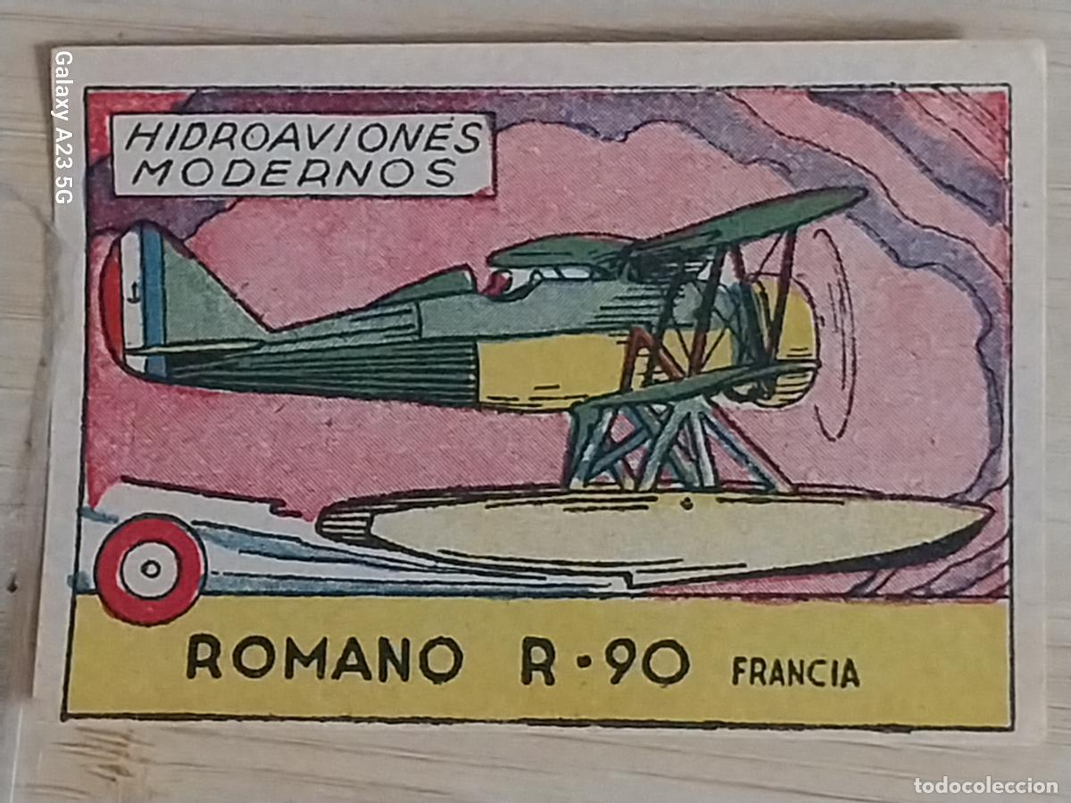 Coleccionismo cromos antiguos: ROMANO R 90 FRANCIA HIDROAVIONES CROMO A&Ntilde;OS 50 7X5CMS ILUSTRACION AVIACION ED CISNE