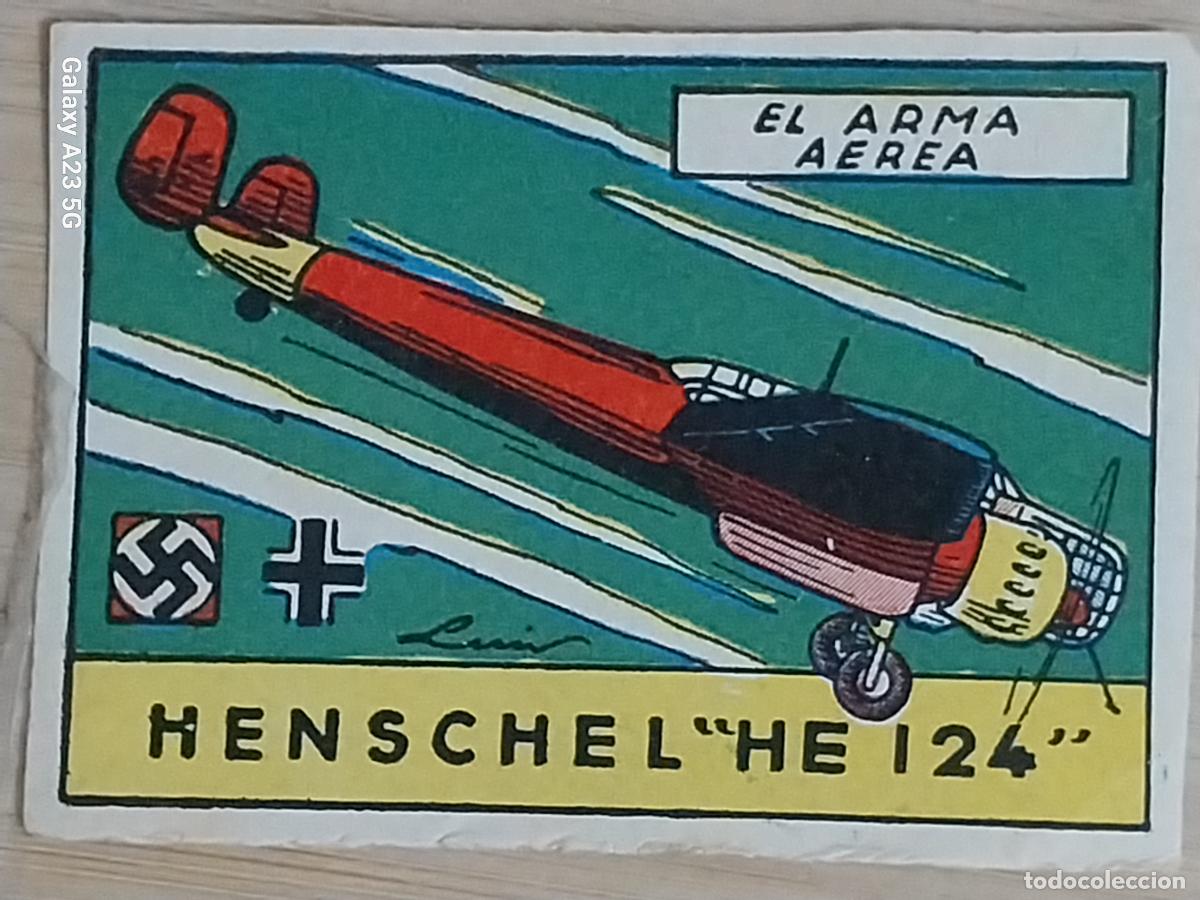 Coleccionismo cromos antiguos: HENSCHEL HE 124 ARMA NAZI CROMO A&Ntilde;OS 50 7X5CMS ILUSTRACION AVIACION ED CISNE