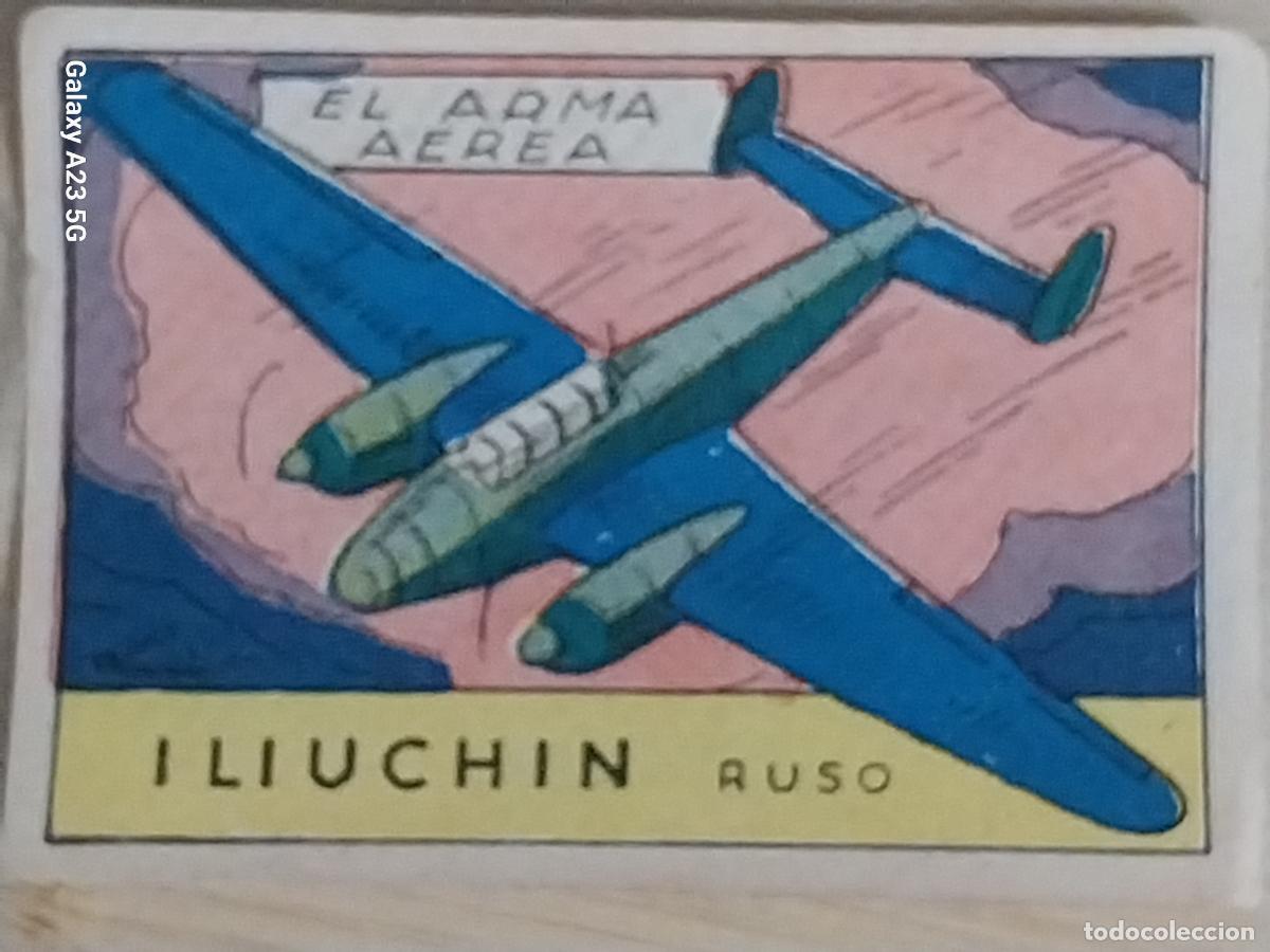 Coleccionismo cromos antiguos: ILIUCHIN RUSO ARMA CROMO A&Ntilde;OS 50 7X5CMS ILUSTRACION AVIACION ED CISNE