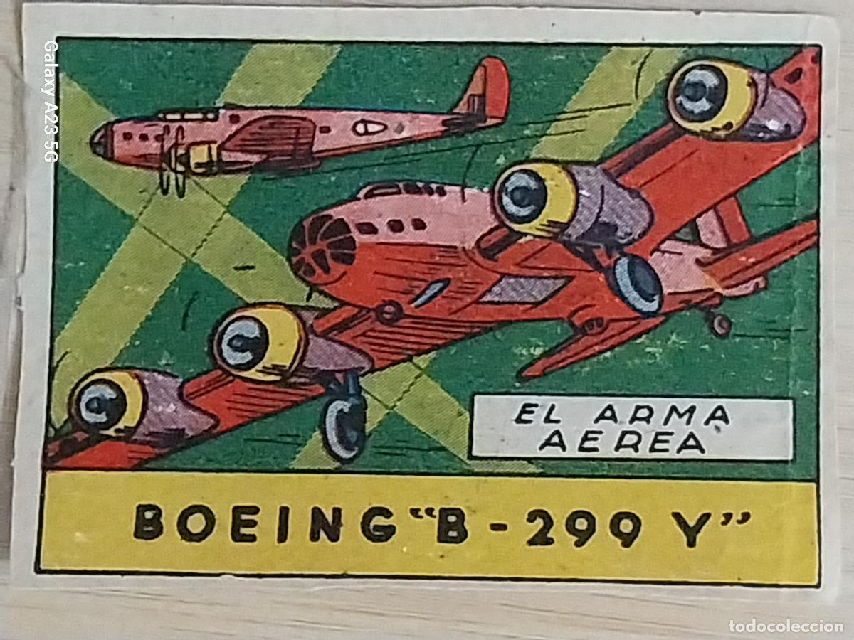 Coleccionismo cromos antiguos: BOEING B 299 Y ARMA CROMO A&Ntilde;OS 50 7X5CMS ILUSTRACION AVIACION ED CISNE