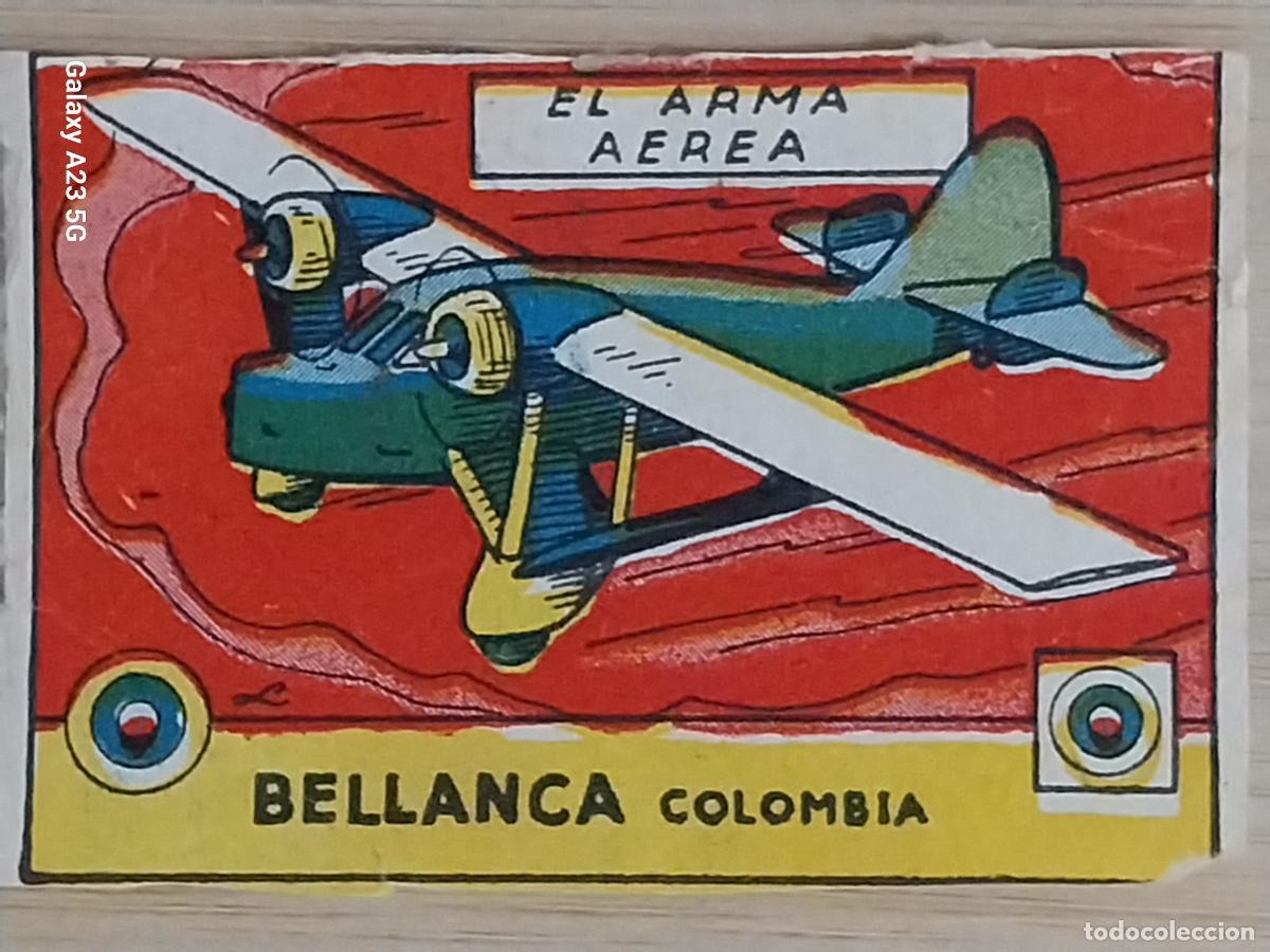 Coleccionismo cromos antiguos: BELLANCA COLOMBIA ARMA CROMO A&Ntilde;OS 50 7X5CMS ILUSTRACION AVIACION ED CISNE