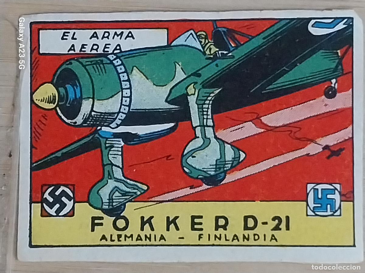 Coleccionismo cromos antiguos: FOKKER D 21 NAZI ARMA CROMO A&Ntilde;OS 50 7X5CMS ILUSTRACION AVIACION ED CISNE