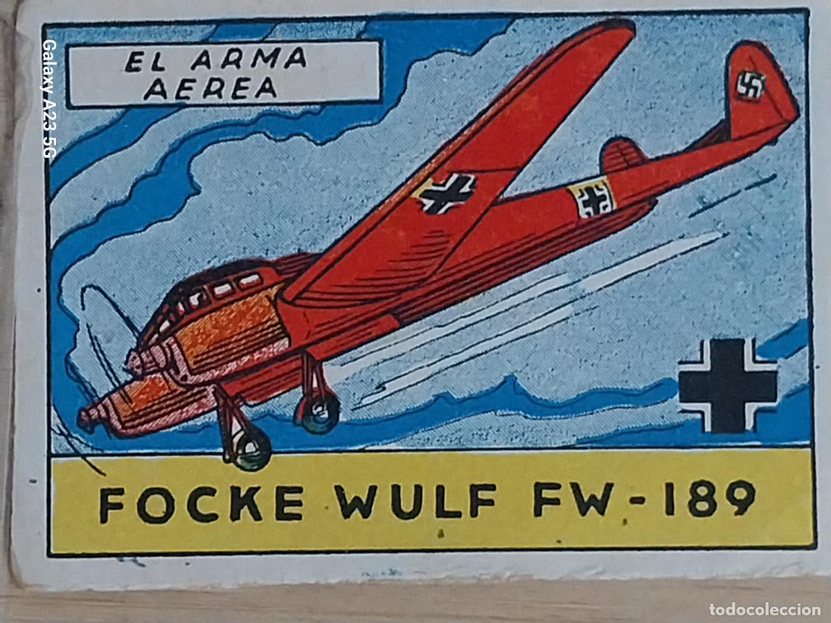 Coleccionismo cromos antiguos: FOCKE WULF FW 189 ARMA CROMO A&Ntilde;OS 50 7X5CMS ILUSTRACION AVIACION ED CISNE