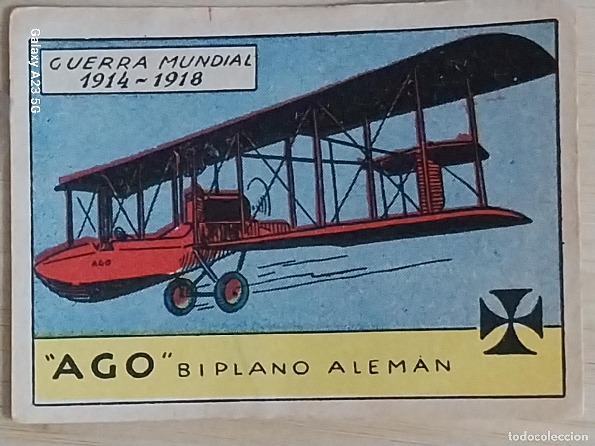 Coleccionismo cromos antiguos: AGO BIPLANO ALEMAN CROMO A&Ntilde;OS 50 7X5CMS ILUSTRACION AVIACION ED CISNE