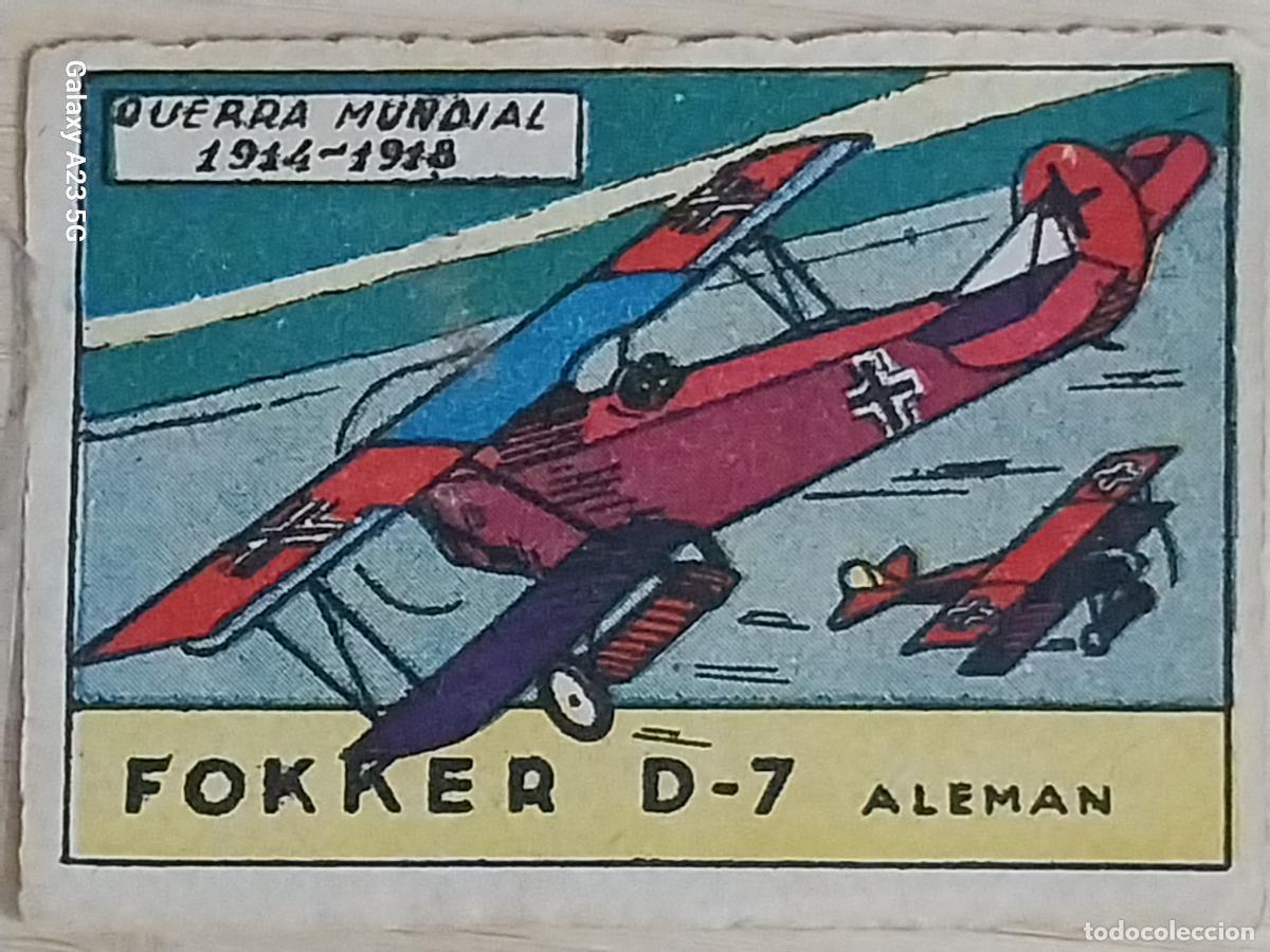 Coleccionismo cromos antiguos: FOKKER D 7 ALEMAN GUERRA CROMO A&Ntilde;OS 50 7X5CMS ILUSTRACION AVIACION ED CISNE
