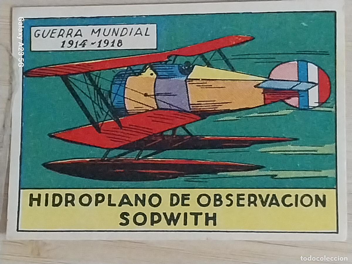 Collectable Antique Stickers: HIDROPLANO SOPWITH OBSERVACION GUERRA CROMO A&Ntilde;OS 50 7X5CMS ILUSTRACION AVIACION ED CISNE
