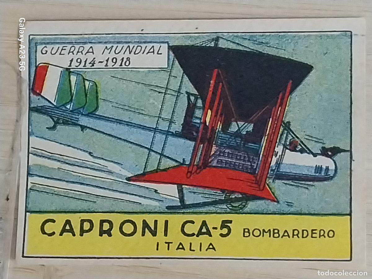 Collectable Antique Stickers: CAPRONI CA 5 GUERRA CROMO A&Ntilde;OS 50 7X5CMS ILUSTRACION AVIACION ED CISNE