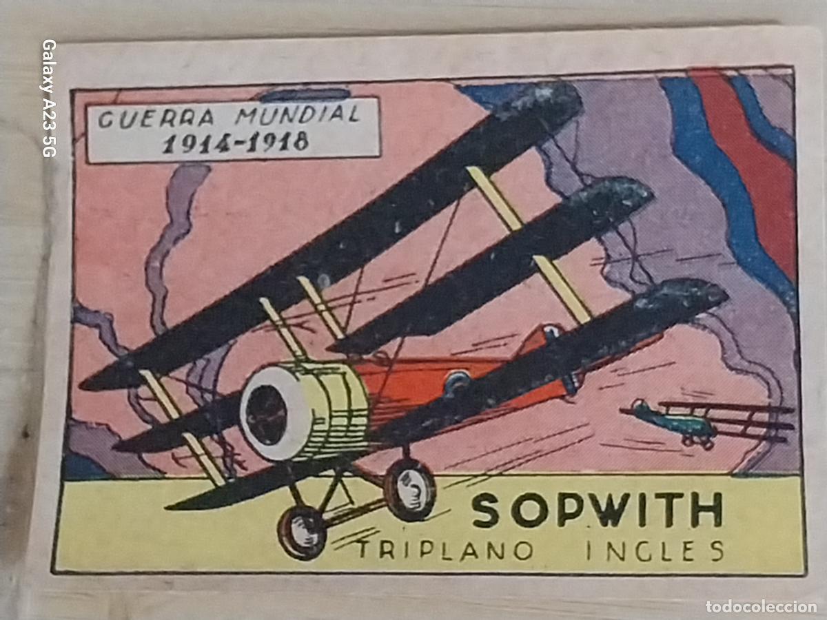 Collectable Antique Stickers: SOPWITH TRIPLANO INGLES GUERRA CROMO A&Ntilde;OS 50 7X5CMS ILUSTRACION AVIACION ED CISNE