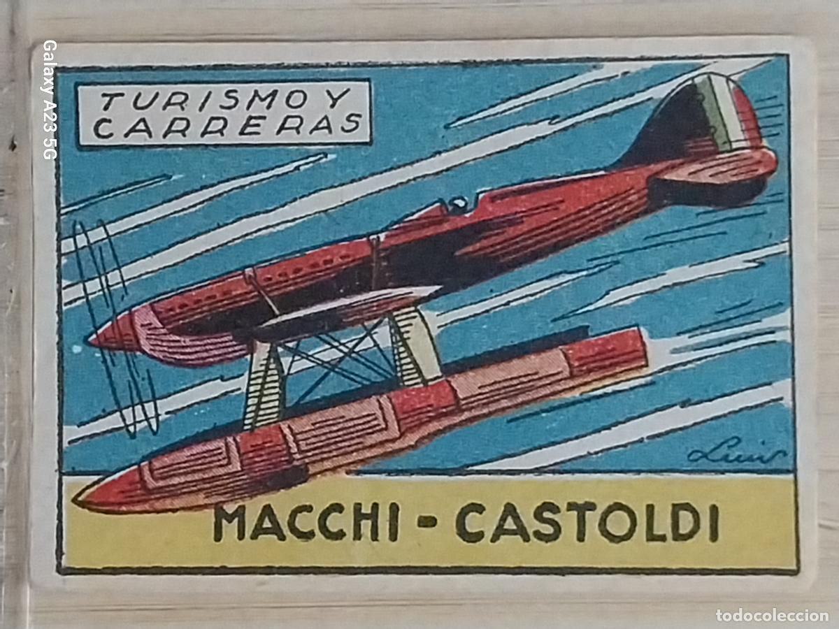 Coleccionismo cromos antiguos: MACCHI CASTOLDI CARRERAS CROMO A&Ntilde;OS 50 7X5CMS ILUSTRACION AVIACION ED CISNE