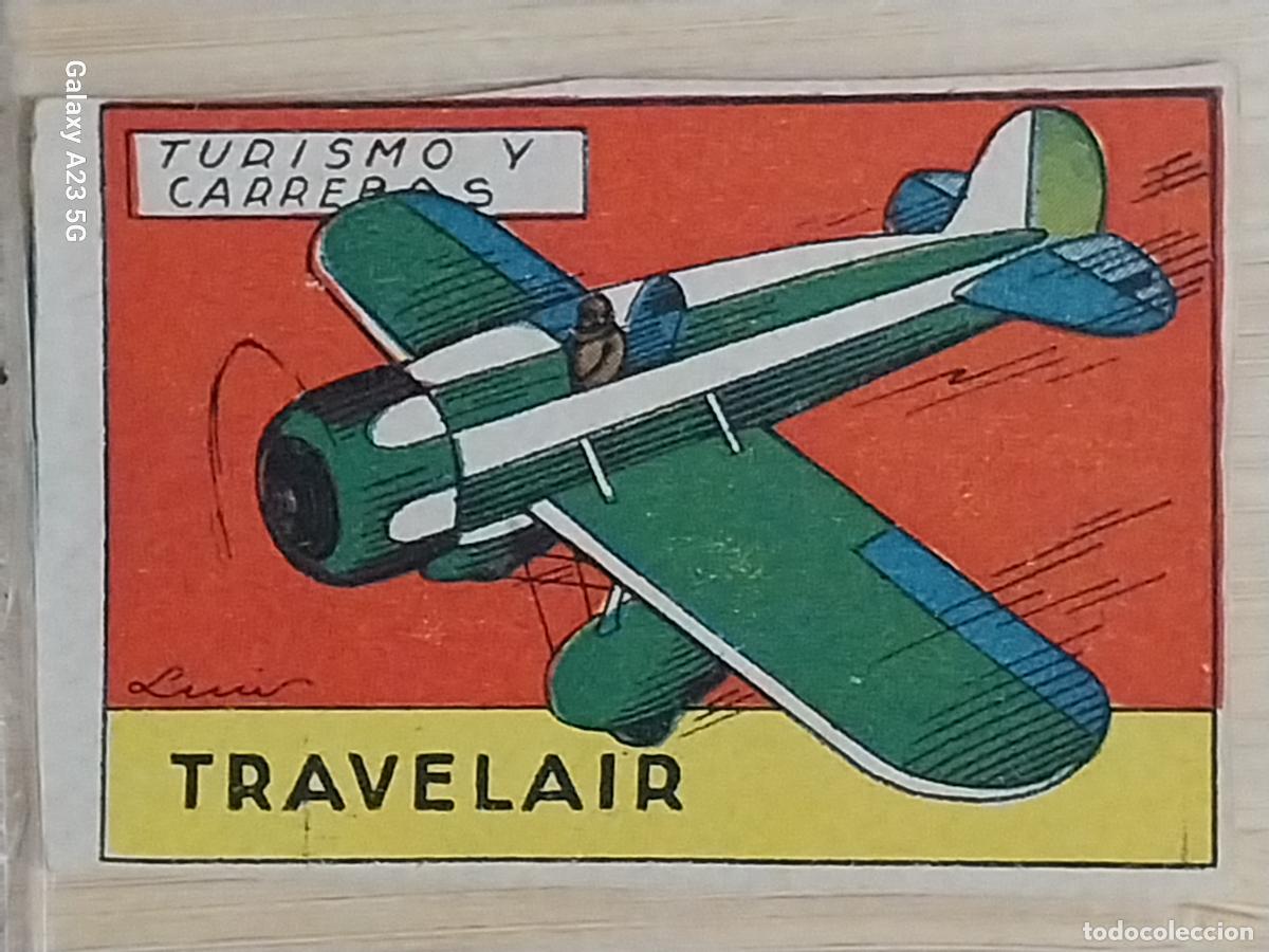 Coleccionismo cromos antiguos: TRAVELAIR CARRERAS CROMO A&Ntilde;OS 50 7X5CMS ILUSTRACION AVIACION ED CISNE