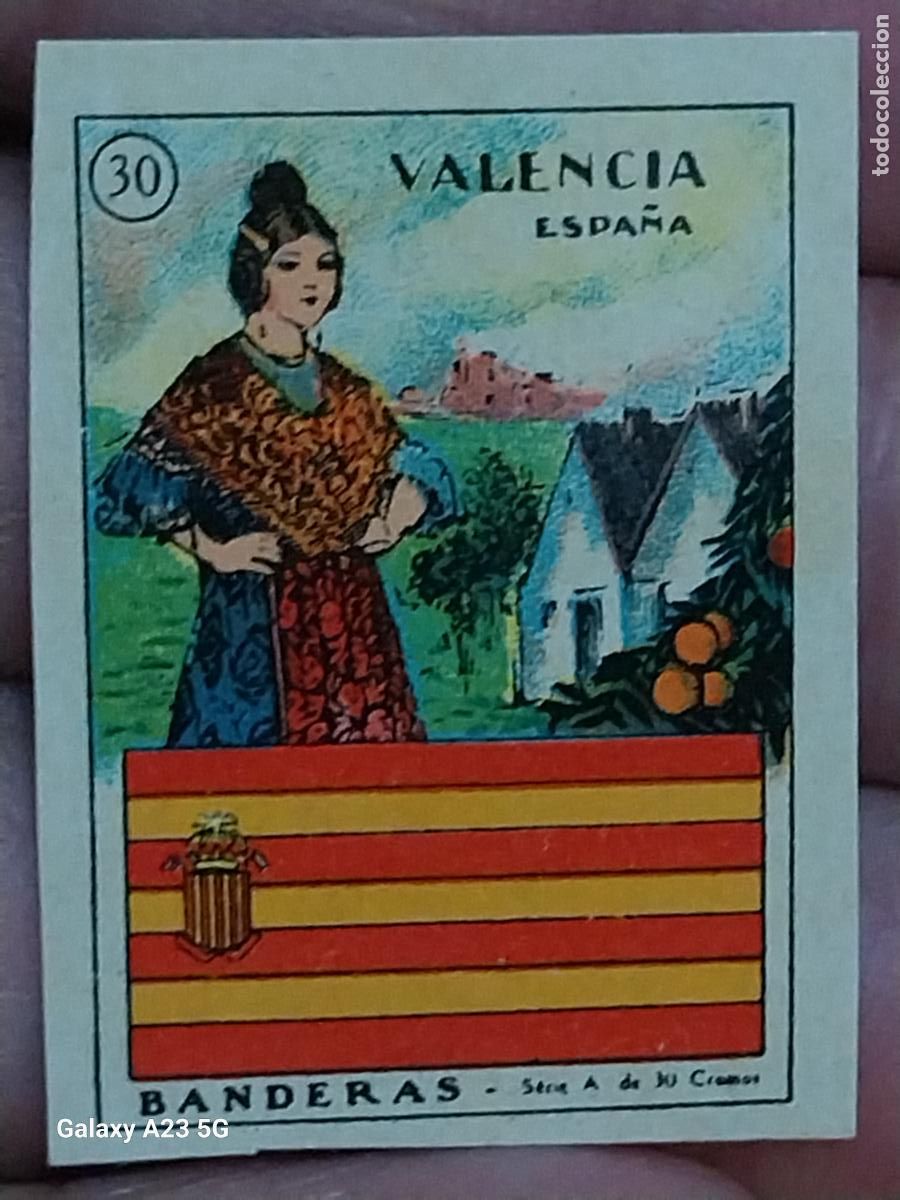Coleccionismo cromos antiguos: REPUBLICA ESPA&Ntilde;A VALENCIA BANDERA TRICOLOR CROMO N&ordm; 30 SIN PEGAR NUNCA 4X3CMS ORIGINAL A&Ntilde;OS 30