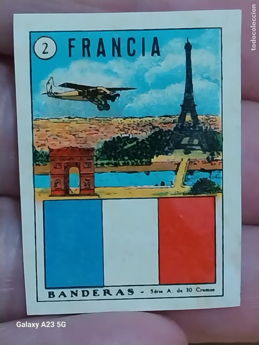 Collectable Antique Stickers: FRANCIA BANDERAS CROMO N&ordm; 2 SIN PEGAR NUNCA 4X3CMS ORIGINAL A&Ntilde;OS 30