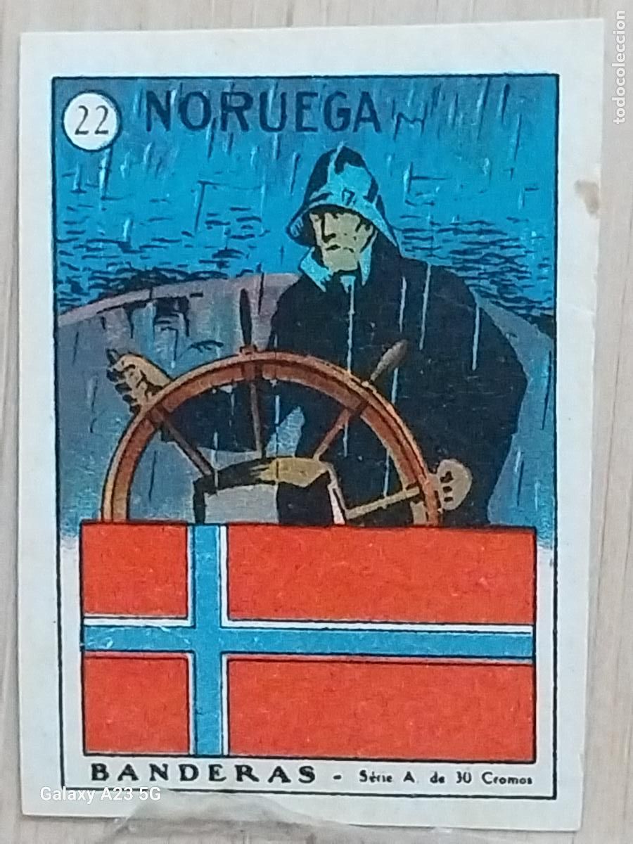 Coleccionismo cromos antiguos: NORUEGA BANDERAS CROMO N&ordm; 22 SIN PEGAR NUNCA 4X3CMS ORIGINAL A&Ntilde;OS 30