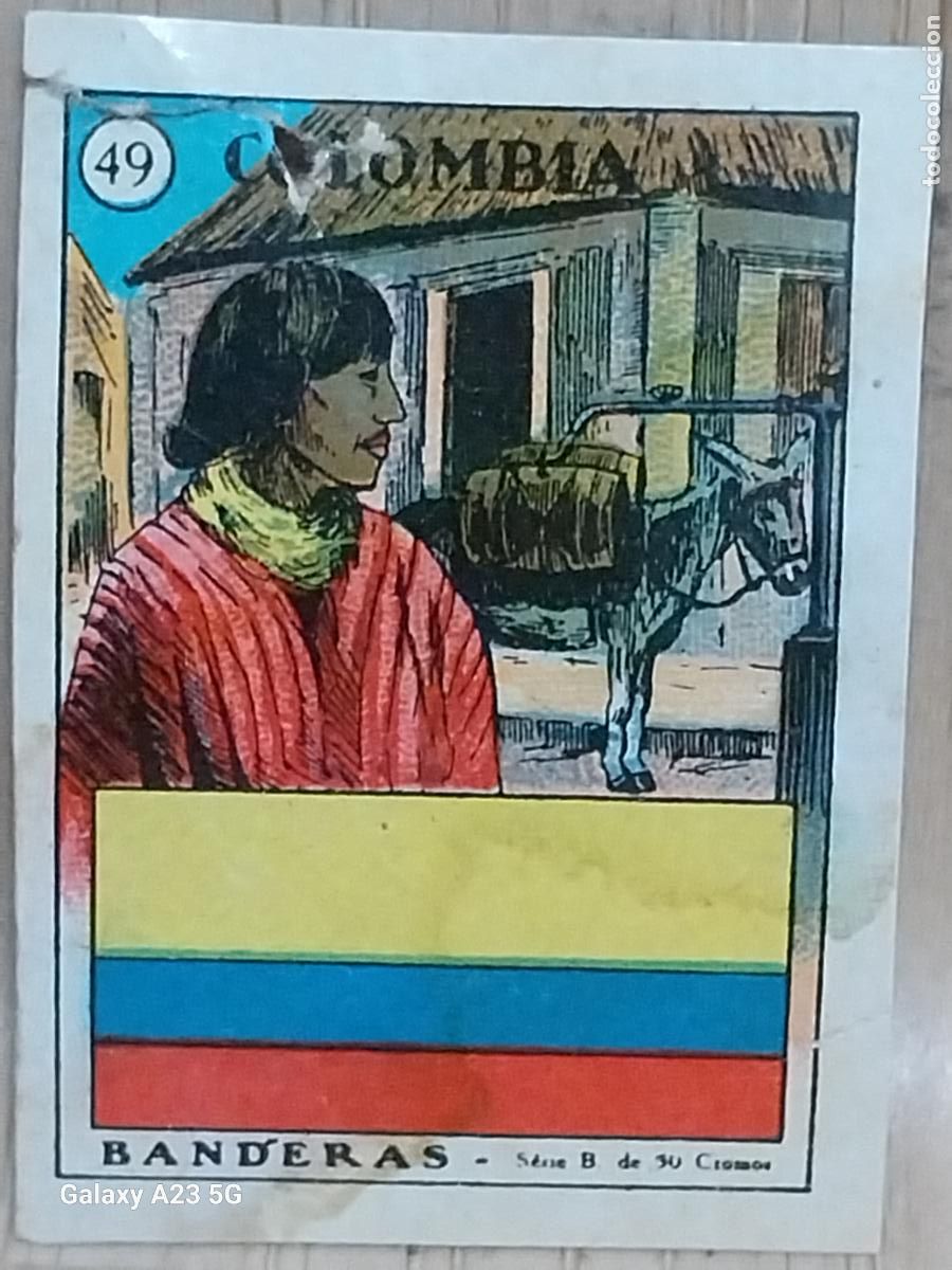 Coleccionismo cromos antiguos: COLOMBIA BANDERAS CROMO N&ordm; 49 +SIN PEGAR NUNCA 4X3CMS ORIGINAL A&Ntilde;OS 30