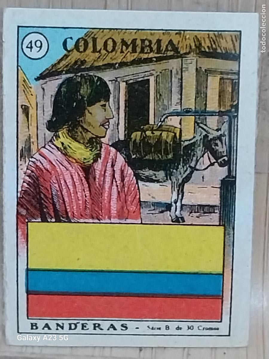 Coleccionismo cromos antiguos: COLOMBIA BANDERAS CROMO N&ordm; 49 SIN PEGAR NUNCA 4X3CMS ORIGINAL A&Ntilde;OS 30