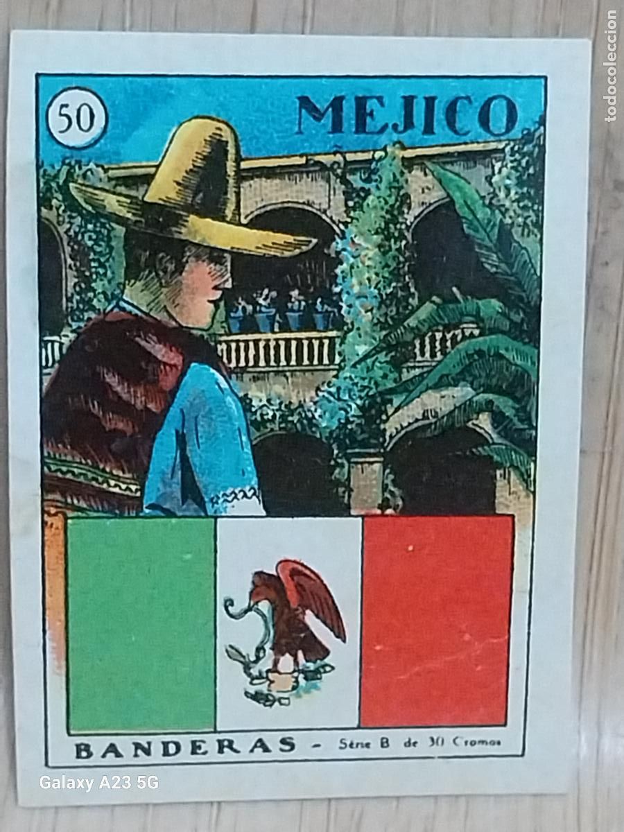 Coleccionismo cromos antiguos: MEJICO BANDERAS CROMO N&ordm; 50 SIN PEGAR NUNCA 4X3CMS ORIGINAL A&Ntilde;OS 30