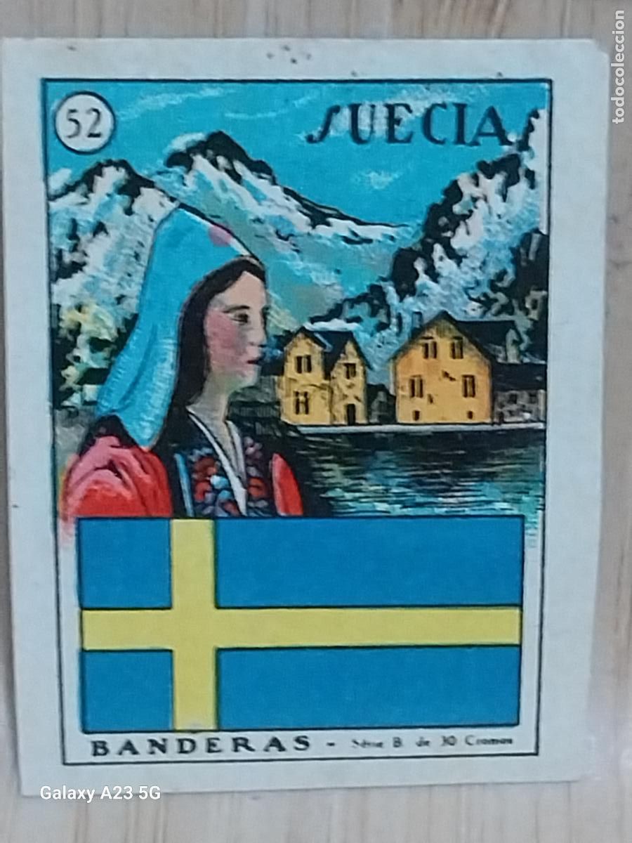 Coleccionismo cromos antiguos: SUECIA BANDERAS CROMO N&ordm; 52 SIN PEGAR NUNCA 4X3CMS ORIGINAL A&Ntilde;OS 30