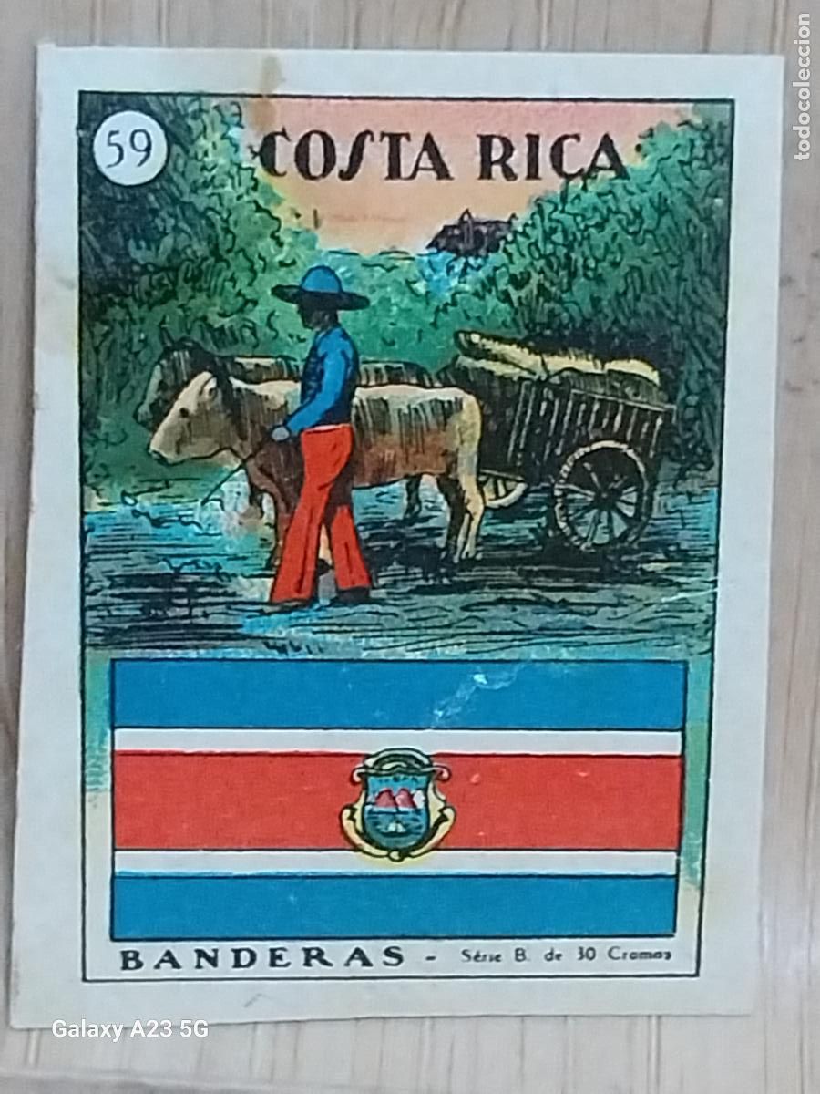 Coleccionismo cromos antiguos: COSTA RICA BANDERAS CROMO N&ordm; 59 SIN PEGAR NUNCA 4X3CMS ORIGINAL A&Ntilde;OS 30