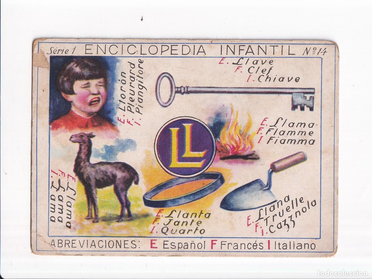 Coleccionismo cromos antiguos: ENCICLOPEDIA INFANTIL : SERIE 1, NUMERO 14 .- LETRA LL .- CHOCOLATES EVARISTO JUNCOSA HIJO