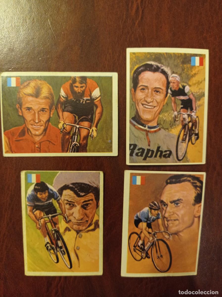 Coleccionismo cromos antiguos: Anquetil - Poulidor - Riviere - Robic - Ases Mundiales del Deporte QUELCOM 1979