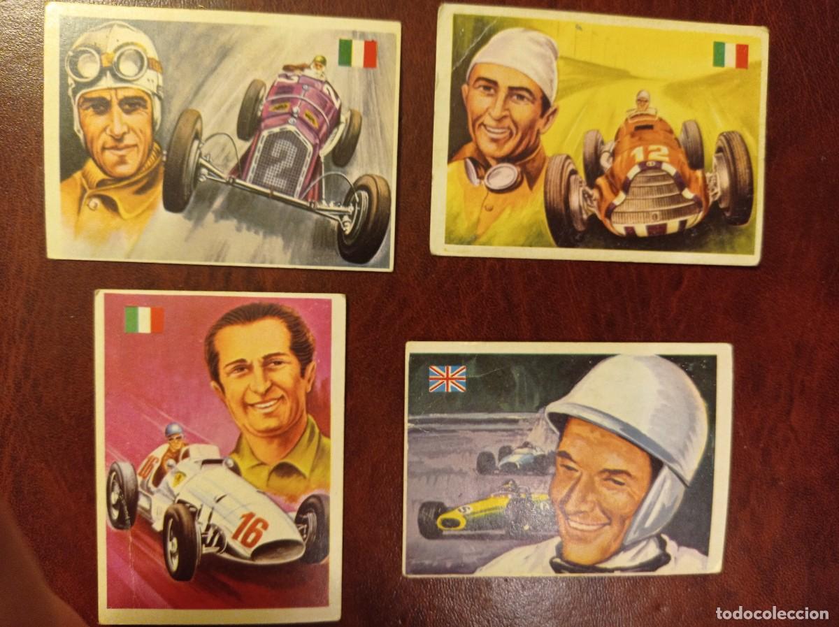 Coleccionismo cromos antiguos: 7 Ascari - 68 Farina - 157 Nuvolari - 146 Moss - Ases Mundiales del Deporte QUELCOM 1979