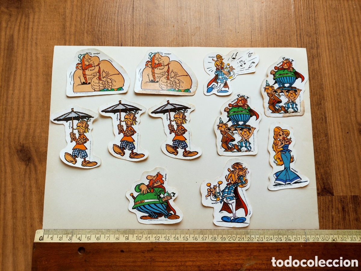 Coleccionismo cromos antiguos: Lote pegatinas Ast&eacute;rix y Ob&eacute;lix Donuts. 11 ud. 1988