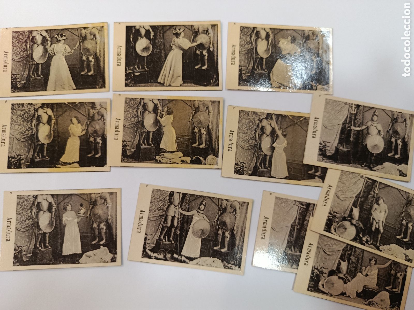 Coleccionismo cromos antiguos: Colecci&oacute;n de cromos Fototipias eroticas. Armadura. Pesquera sucesores. M&eacute;xico.