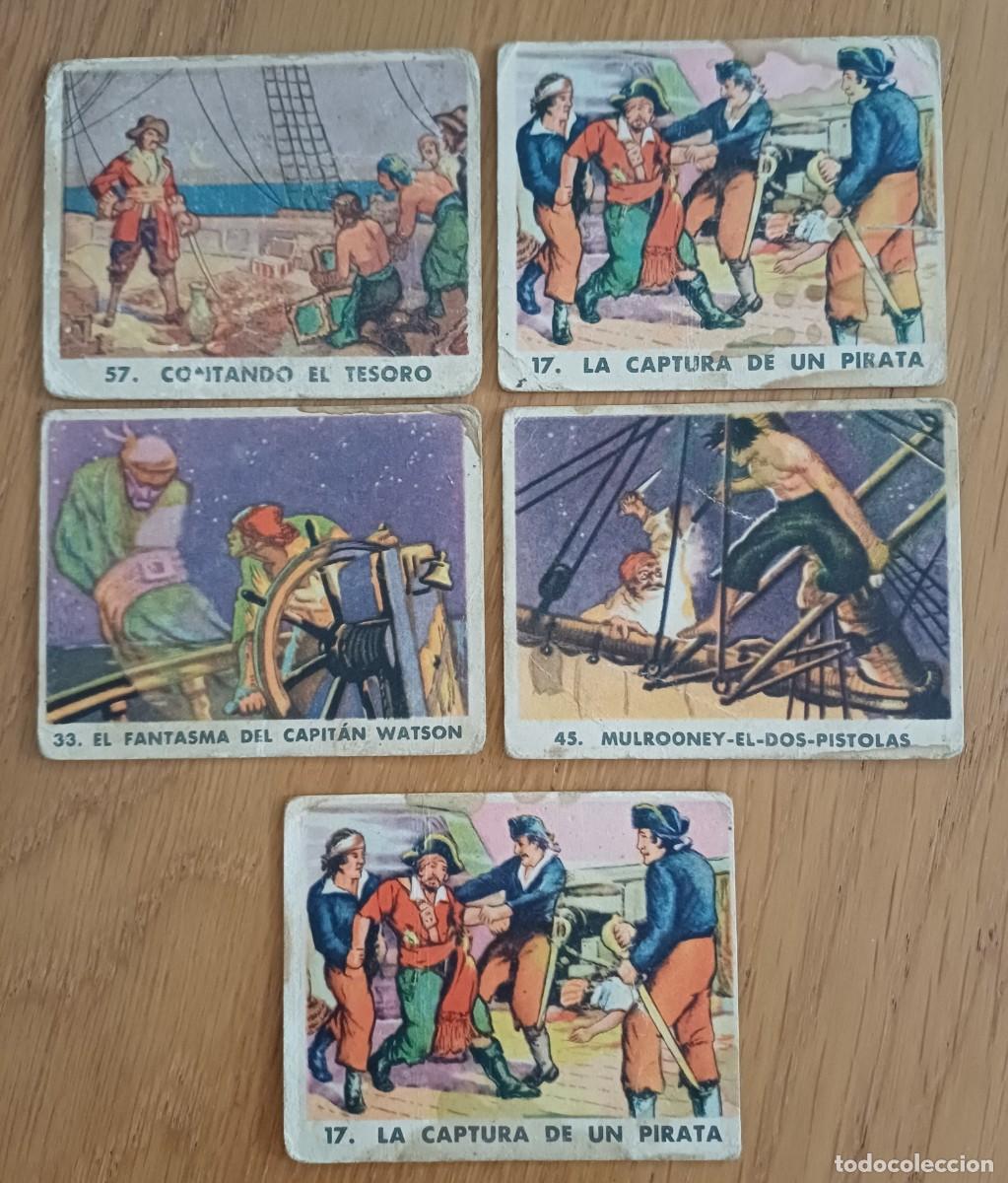 Coleccionismo cromos antiguos: 5 cromos GOMA PARA MASCAR BOBLERO, SERIE PIRATAS