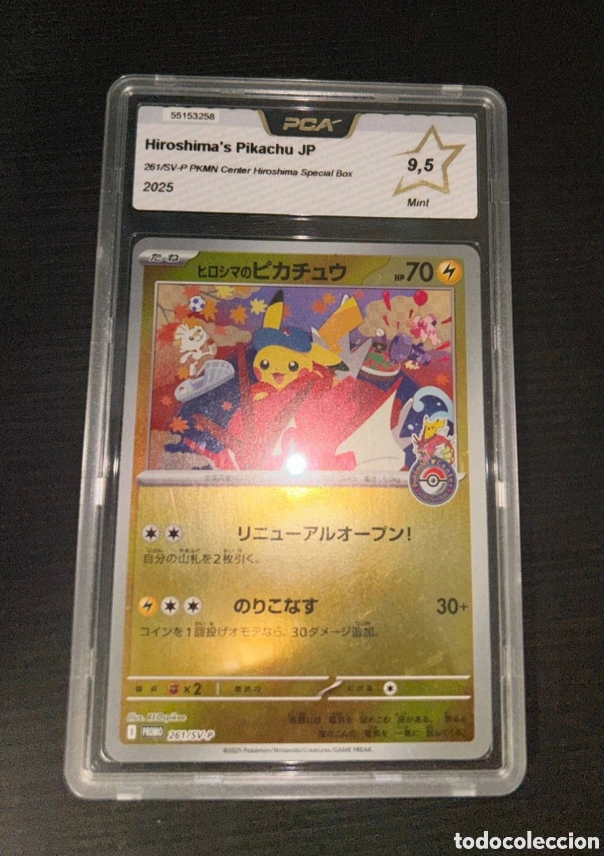 Coleccionismo cromos antiguos: Pok&eacute;mon - Carta Hiroshima's Pikachu Promo 261/SV-P - Graduada PCA 9,5 Mint