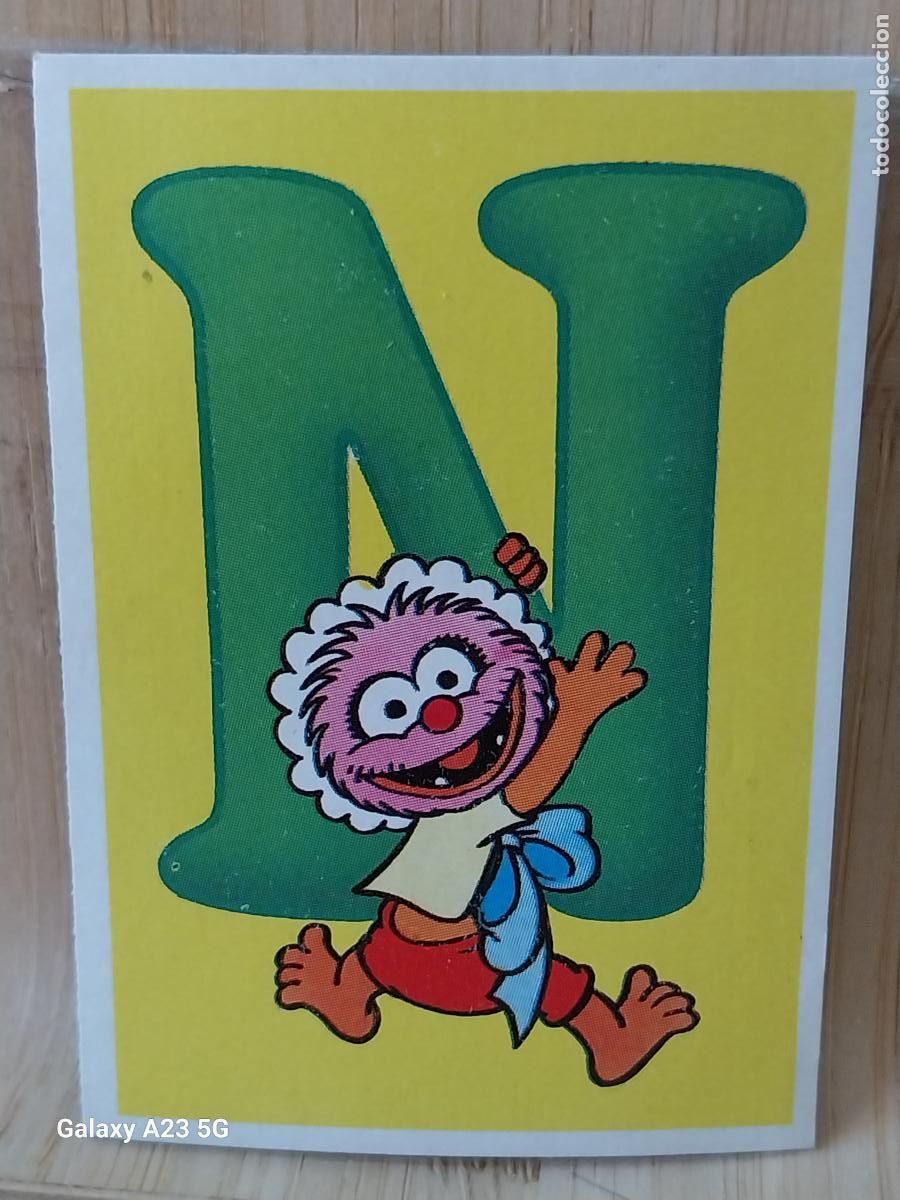 Coleccionismo cromos antiguos: PEQUE&Ntilde;ECOS BARRIO SESAMO SESAME STREET ED ESTE 1986 CROMO 105 LETRA N ANIMAL ORIGINAL RECUPERADO