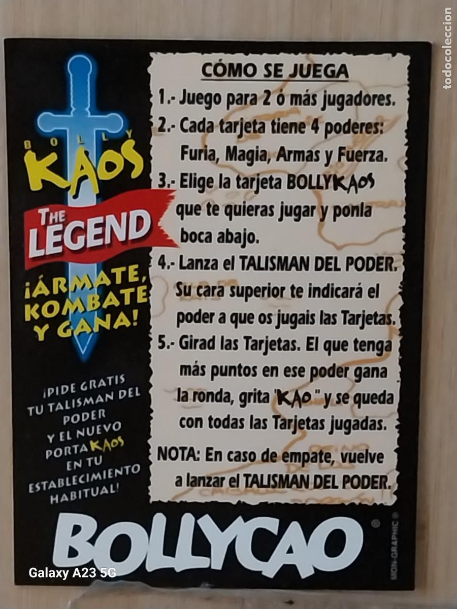 Coleccionismo cromos antiguos: BOLLYCAO KAOS THE LEGEND CROMO LORDS DEL ORO CHECK LIST CARD ORIGINAL