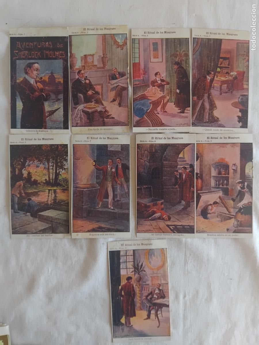 Coleccionismo cromos antiguos: AVENTURAS DE SHERLOCK HOLMES. EL RITUAL DE LOS MOSGRAVE. 9 de 10 falta el 2. CROMOS. CHOCOLATE BOIX