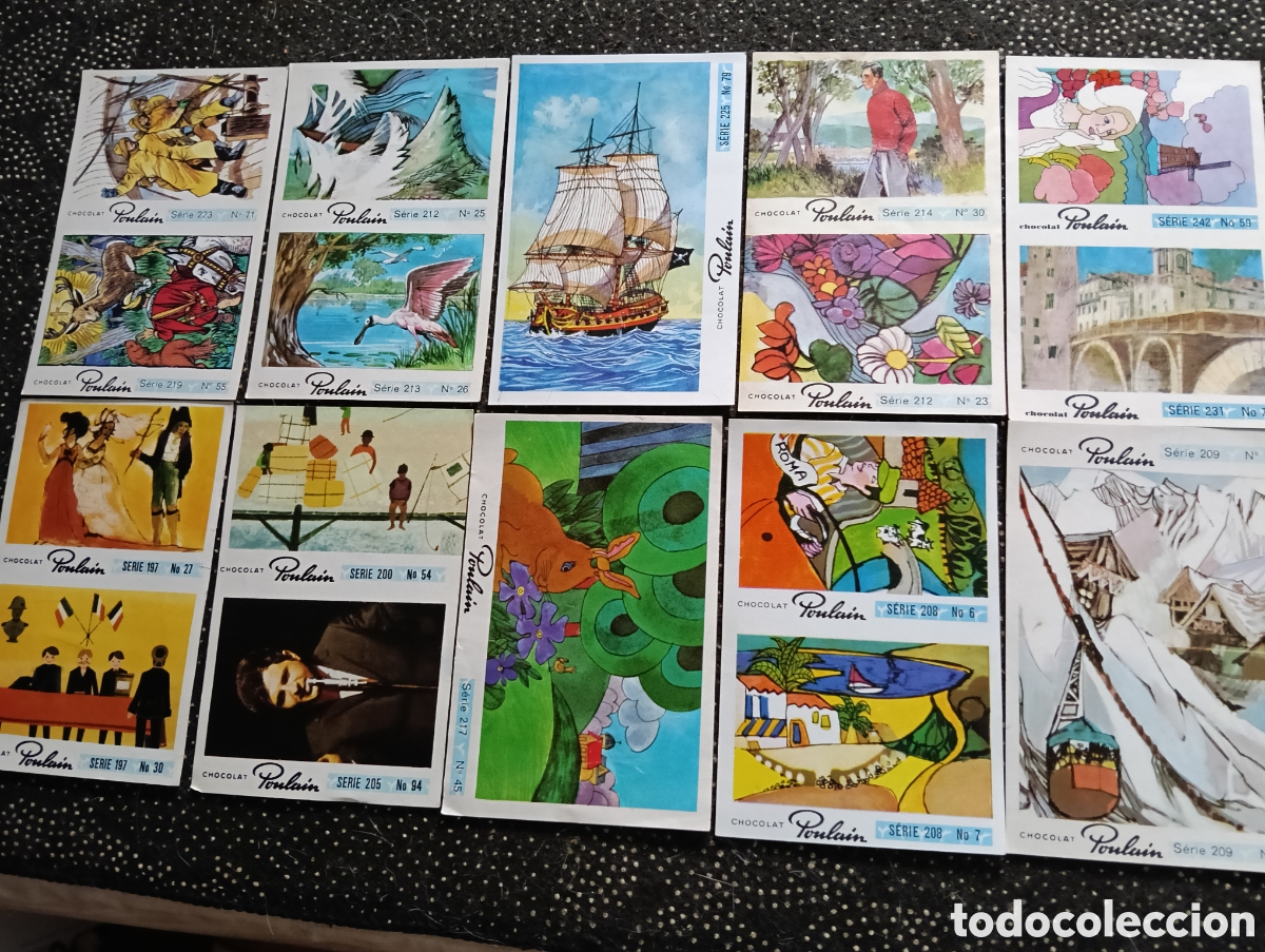 Coleccionismo cromos antiguos: Juego de 10 cromos im&aacute;genes de chocolate Poulain de la d&eacute;cada de 1970