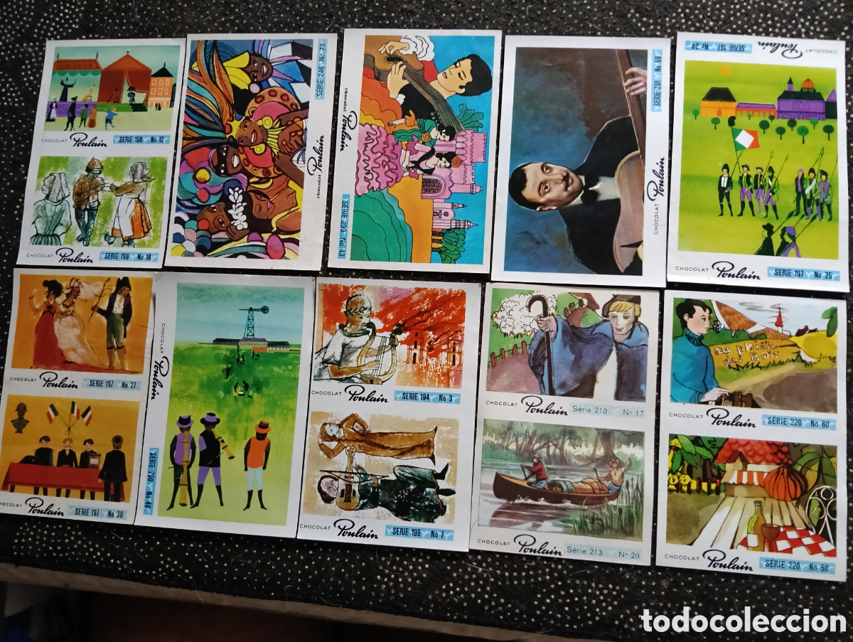 Coleccionismo cromos antiguos: Juego de 10 cromos im&aacute;genes de chocolate Poulain de la d&eacute;cada de 1970
