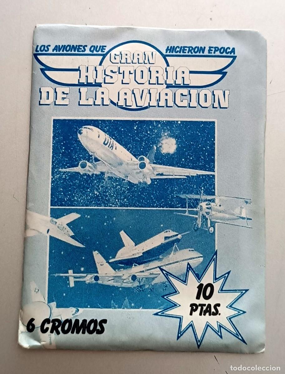 Coleccionismo cromos antiguos: SOBRE SIN ABRIR CROMOS GRAN HISTORIA DE LA AVIACON, ED. REVISTAS PERIOD. Y PUBLICAC.