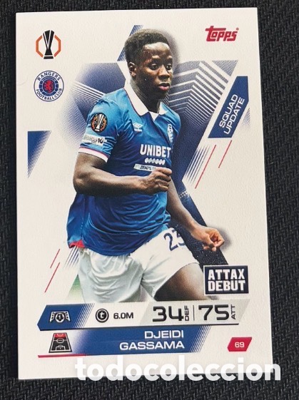 Coleccionismo cromos antiguos: 69 DJEIDI RANGERS Topps UEFA Champions League Match Attax 2025 2026 carta