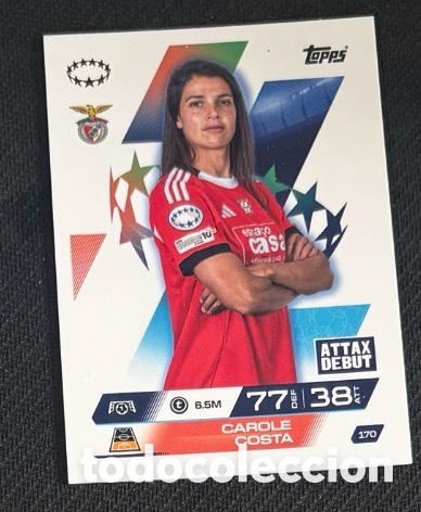 Coleccionismo cromos antiguos: 170 CAROLE COSTA BENFICA Topps UEFA Champions League Match Attax 2025 2026 carta