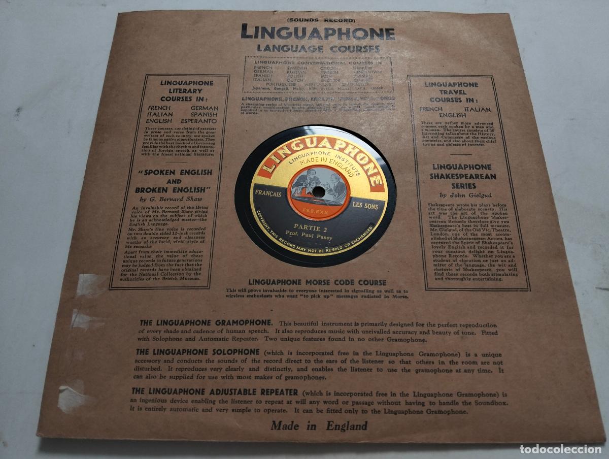Coleccionismo cromos antiguos: ANTIGUO CURSO DE FRANCES, LINGUAPHONE INSTITUTE, 16 DISCOS DE PIZARRA, A&Ntilde;OS 30, MADE IN ENGLAND