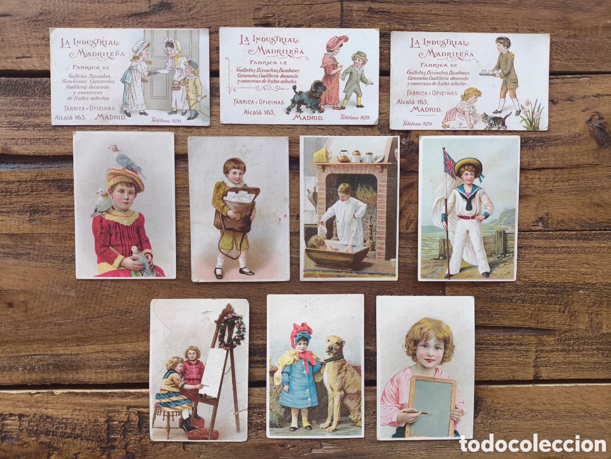 Coleccionismo cromos antiguos: Lote antiguos cromos tarjetas de publicidad La Industrial Madrile&ntilde;a Fabrica de galletas Madrid