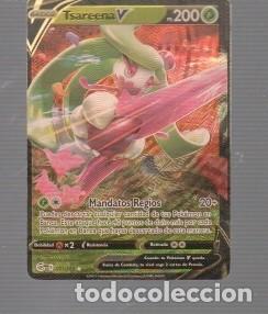 Coleccionismo cromos antiguos: CROMO DE POK&Eacute;MON DE BASICO TSAREENA V PS 200 DEL A&Ntilde;O 2021 DE COLOR ORO