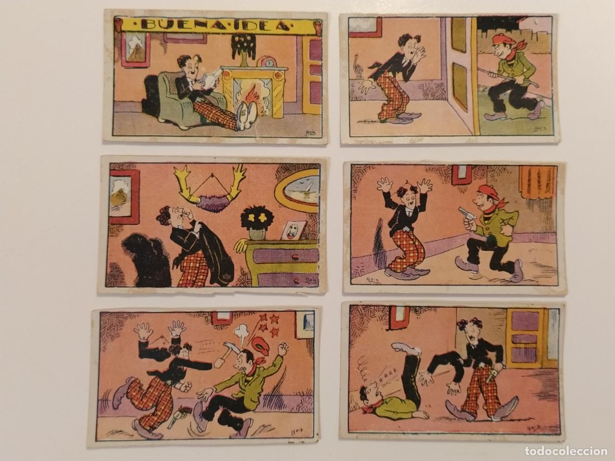 Colecionismo Cromos antigos: CHAPLIN - BUENA IDEA - CHARLOT - COLECCION COMPLETA DE 6 CROMOS ANTIGUOS - EDITORIAL EL GATO NEGRO