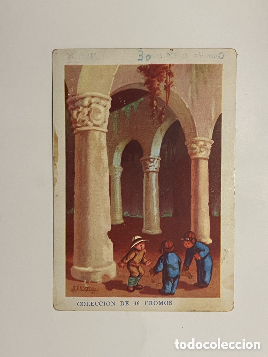 Collectable Antique Stickers: GUADALAJARA F&aacute;brica de Chocolates Arriaca. AVENTURAS DE PAQUITO Y CARBONILLA, Cromo No.30