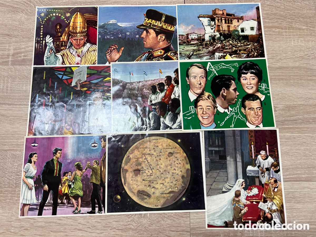 Coleccionismo cromos antiguos: 1964 CHOCOLATES SIMON 3 A&Ntilde;OS VIDA MUNDIAL LOTE 9 LAMINAS RECUPERADAS