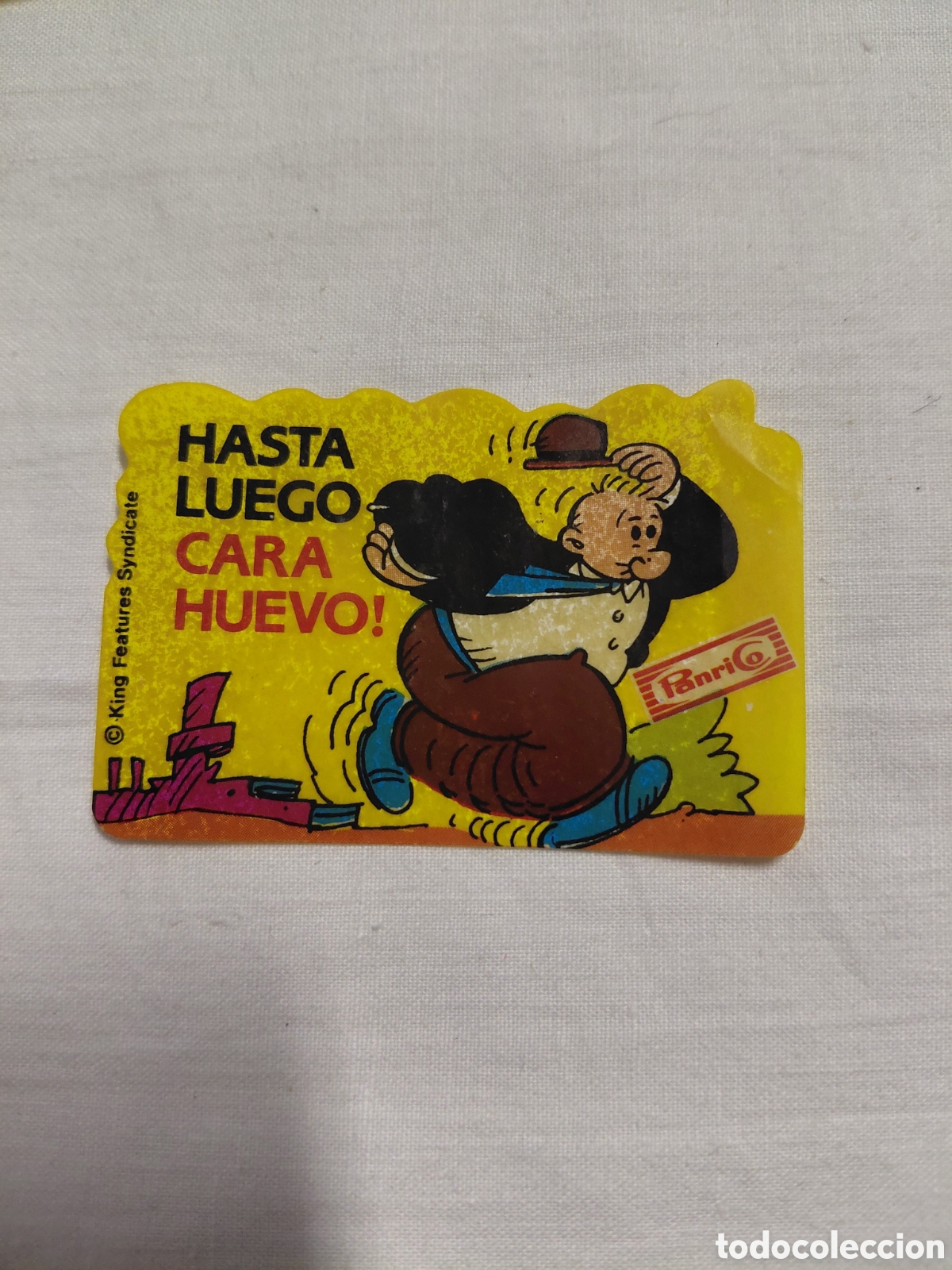 Coleccionismo cromos antiguos: CROMO ADHESIVO PANRICO POPEYE.HASTA LUEGO CARA HUEVO.LE FALTA LA PARTE DE ATRAS