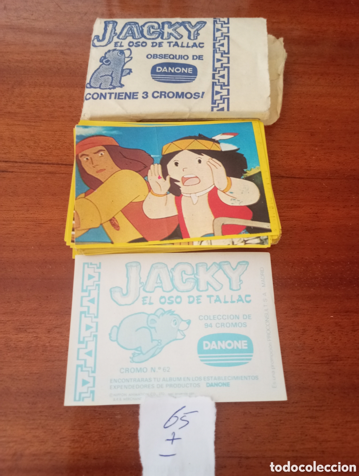 Coleccionismo cromos antiguos: Lote de 65 cromos de Jacky el oso de tallac Danone